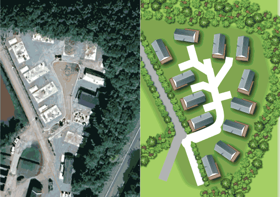 Aerial photography and planning images used to create the map