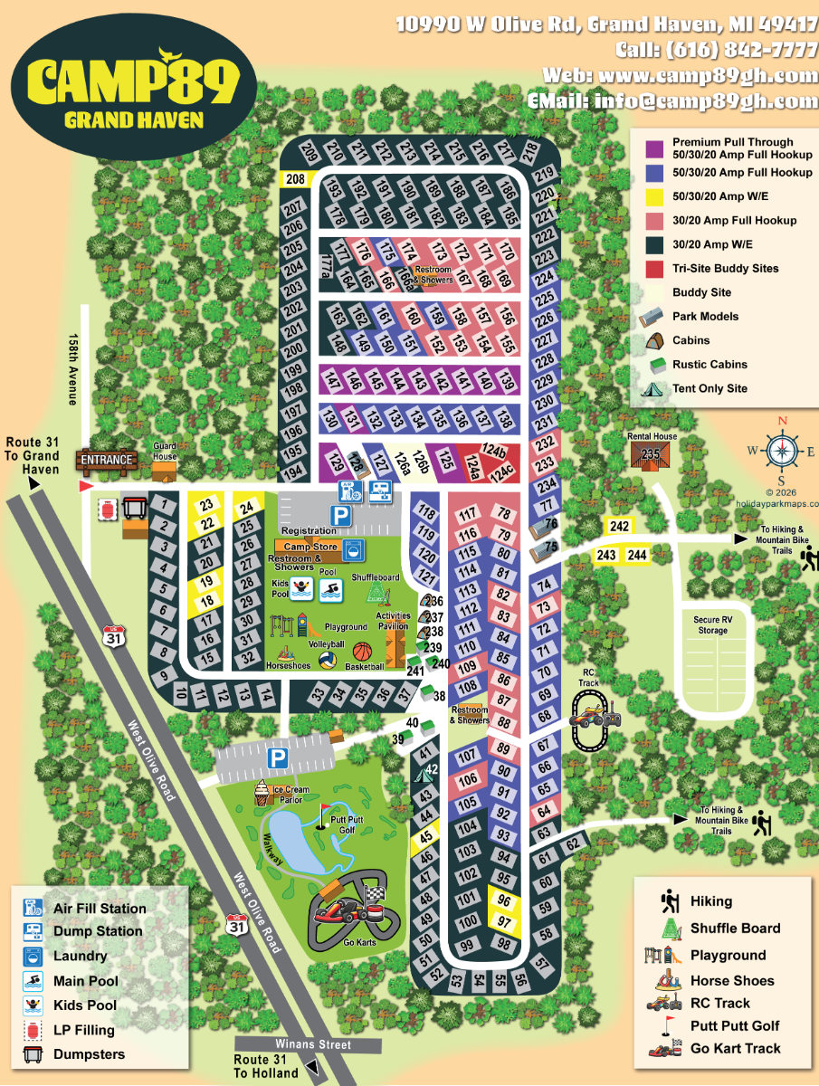 Illustrated site map of Camp 89 in USA