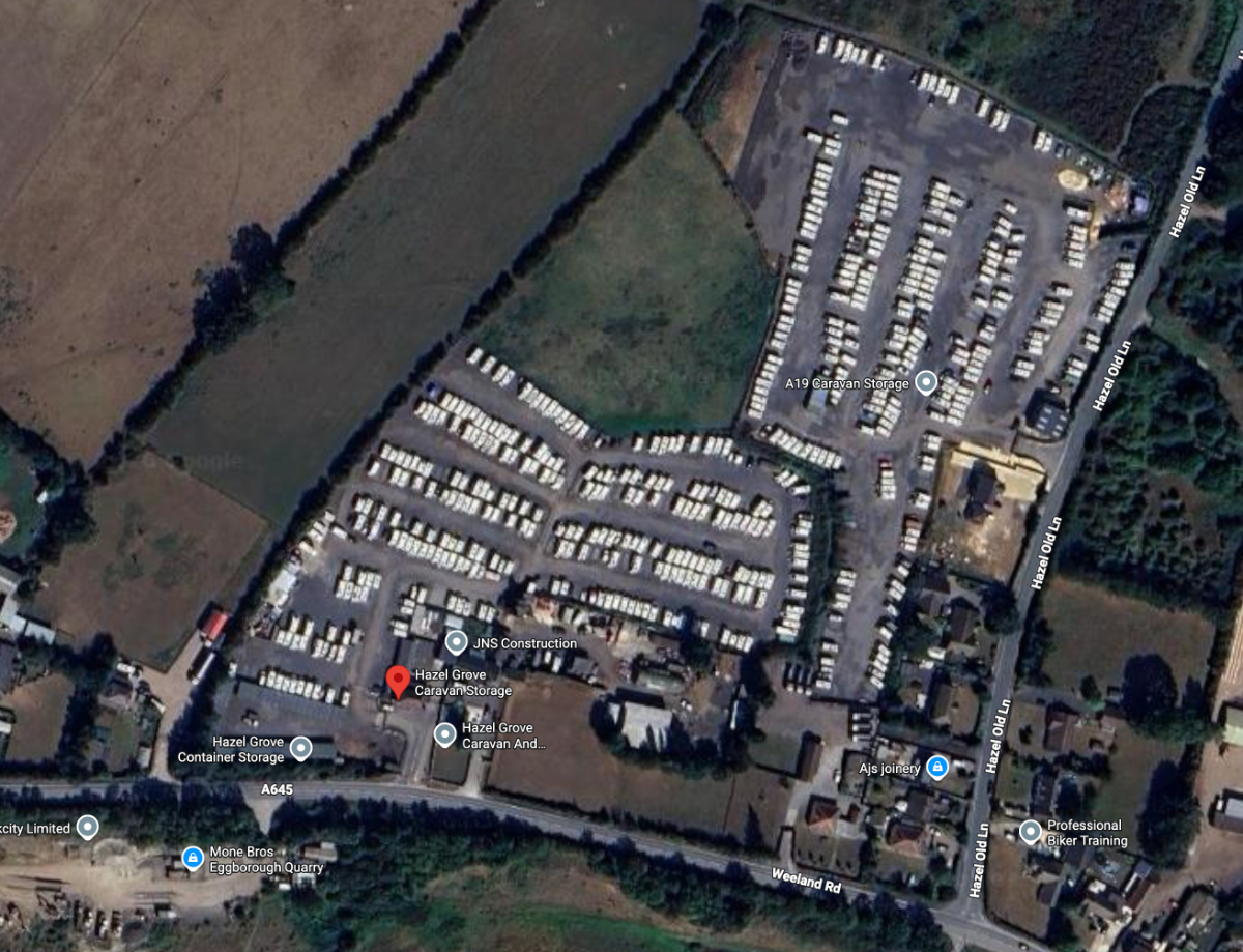 Original satellite view of Hazel Grove Caravan Storage