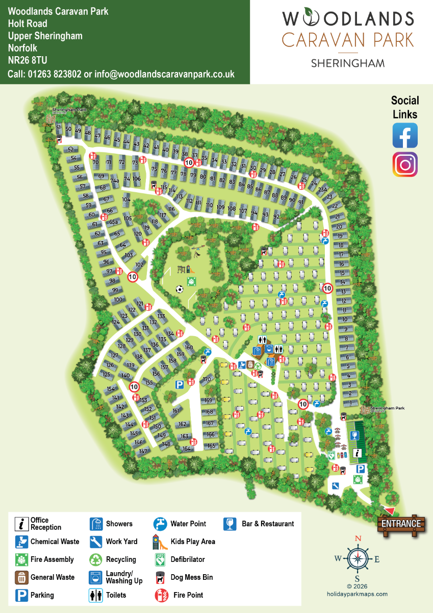 Woodlands Caravan Park map