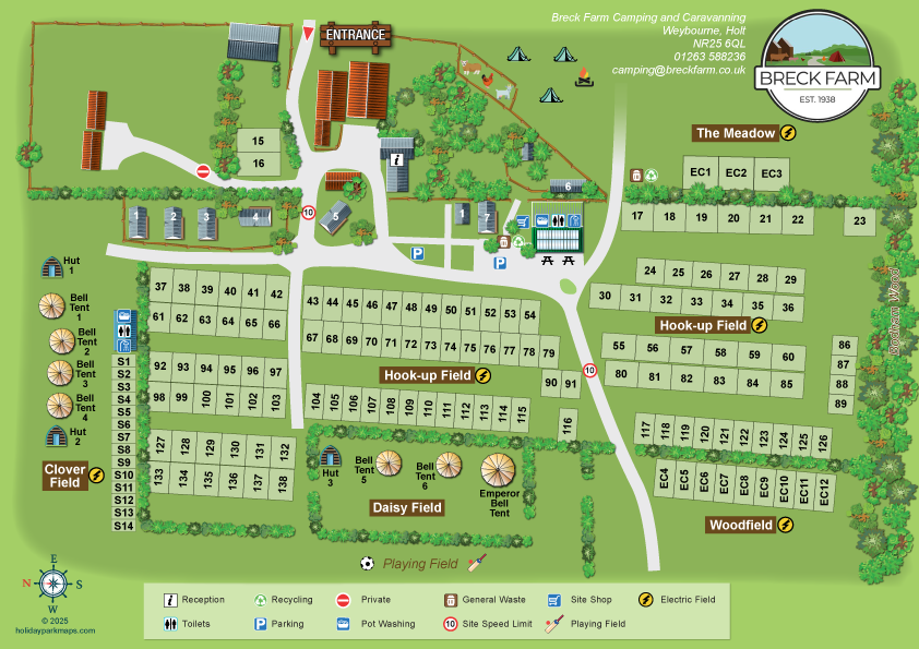 Stunning bespoke illustrated caravan park map with custom branding and clear layout